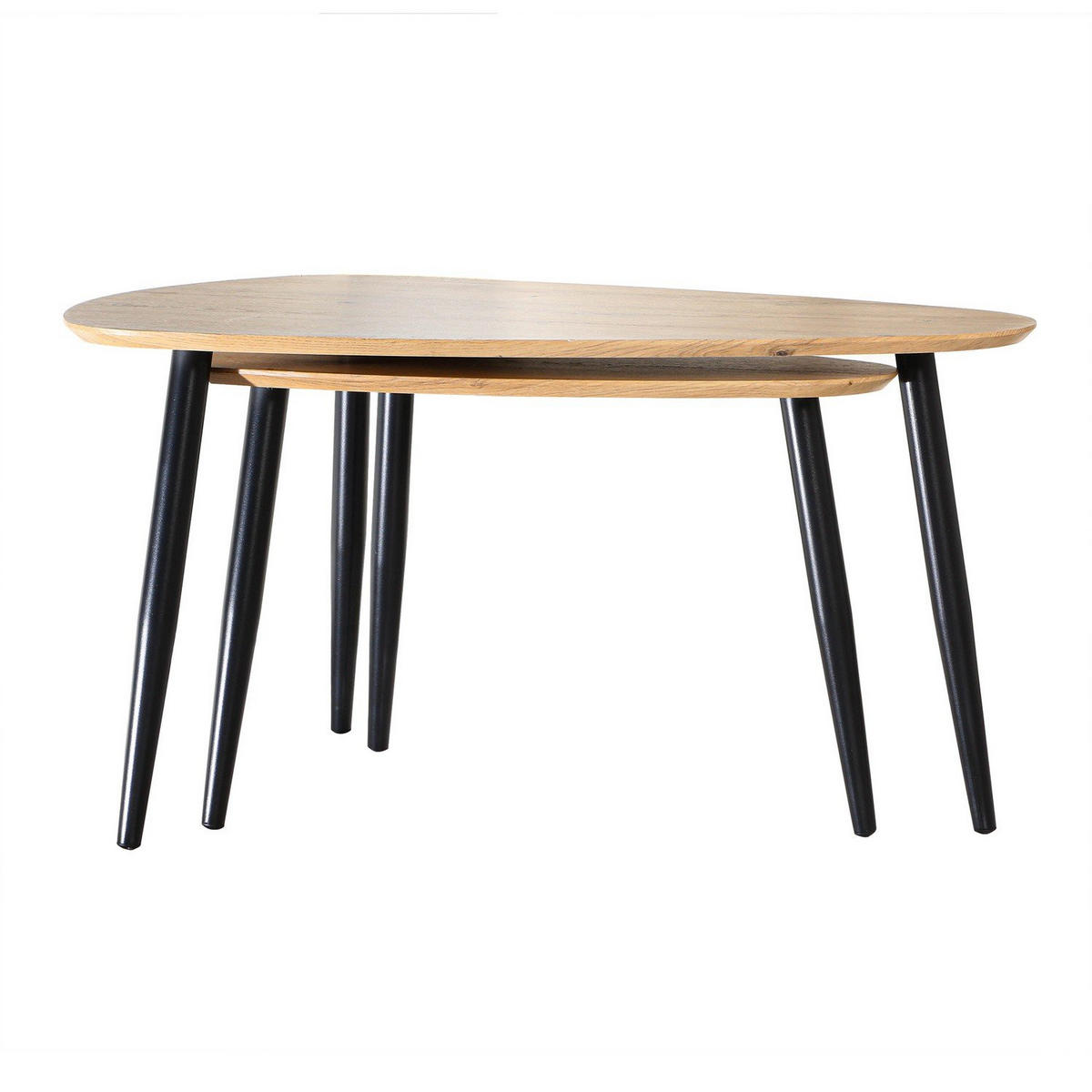 TISCH ineinander 2er-Set mit Metallbeinen 80/60/42 cm - Apfelbaumfarben, Holzwerkstoff (80/60/42cm) - Calicosy