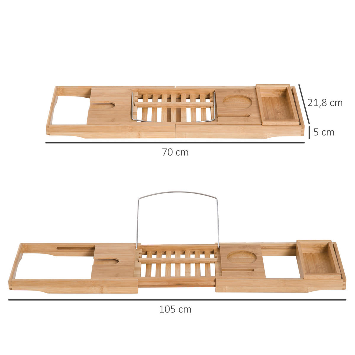 BADEWANNENABLAGE - Naturfarben, Holz (218/5/105cm) - HOMCOM