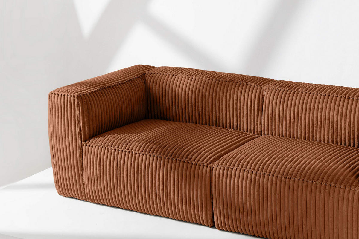 3-SITZER-SOFA FEROX Modern, Cord-Stoff, rot - Rot, Textil (246/73/96cm) - KONSIMO®