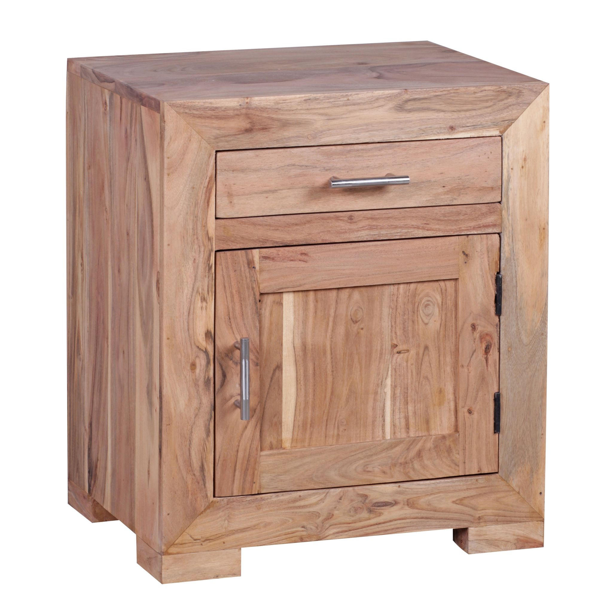 NACHTTISCH Massivholz Schublade Tür Landhausstil, Beige 50x40x60 cm - Beige, Holz/Metall (50/60/40cm) - KADIMA DESIGN