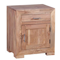 NACHTTISCH Massivholz Schublade Tür Landhausstil, Beige 50x40x60 cm - Beige, Holz/Metall (50/60/40cm) - KADIMA DESIGN