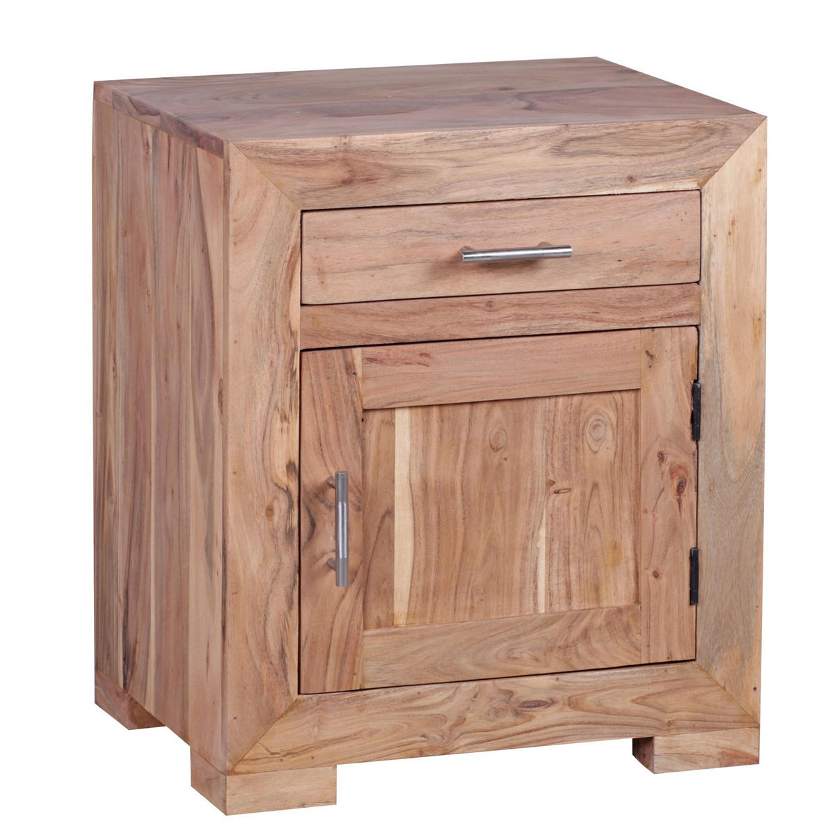 NACHTTISCH Massivholz Schublade Tür Landhausstil, Beige 50x40x60 cm - Beige, Holz/Metall (50/60/40cm) - KADIMA DESIGN