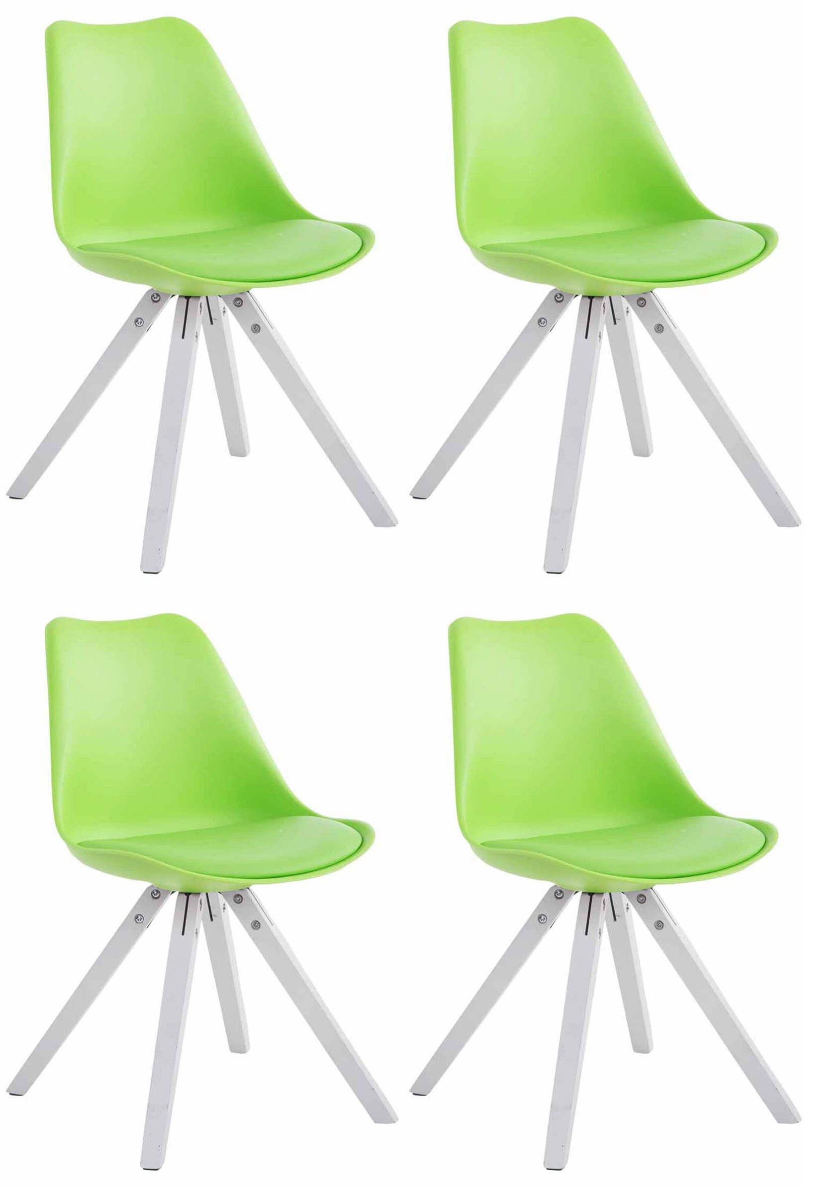 STUHL 4er Set Lederlook grün - Weiß/Grün, Holz/Textil (47.5/83/55.5cm) - CLP