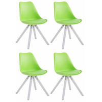 STUHL 4er Set Lederlook grün - Weiß/Grün, Holz/Textil (47.5/83/55.5cm) - CLP