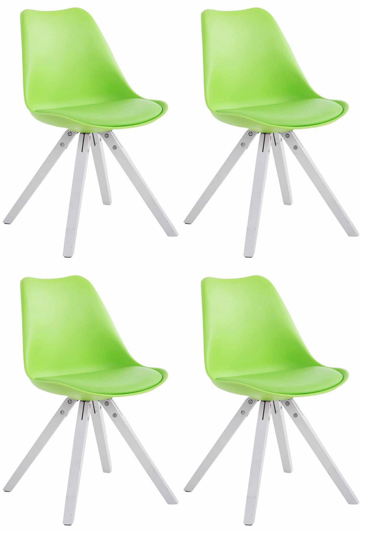 STUHL 4er Set Lederlook grün - Weiß/Grün, Holz/Textil (47.5/83/55.5cm) - CLP