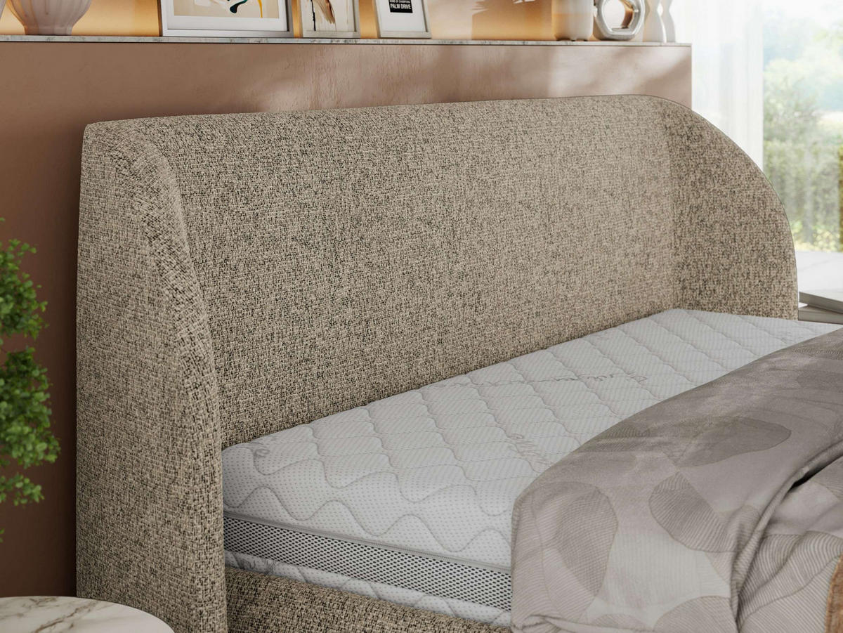 POLSTERBETT CAELA CLASSIC 160/200 - Dunkelbeige Strukture - ohne Matratze - Beige, Textil (160/200cm) - MKS