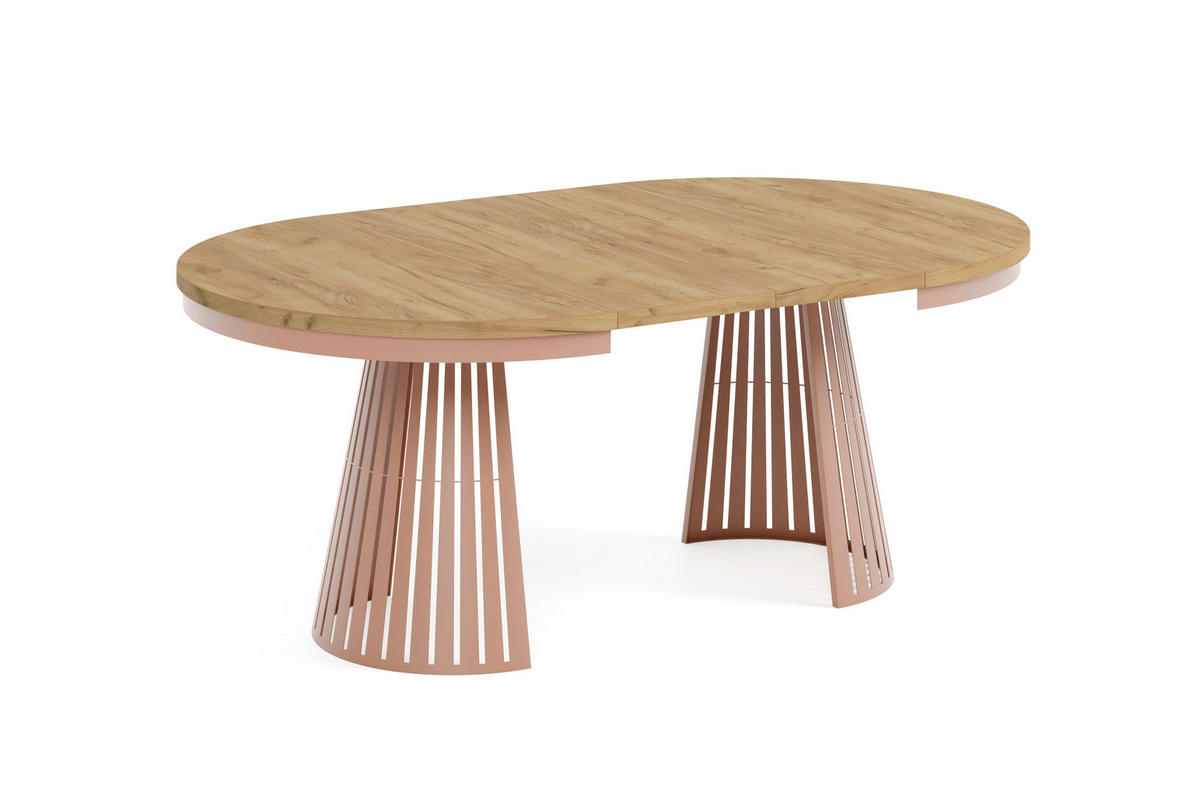 ESSTISCH Cone Bis - Honigeiche/Kupferfarben, Holzwerkstoff/Metall (120/120/76cm) - Meblini