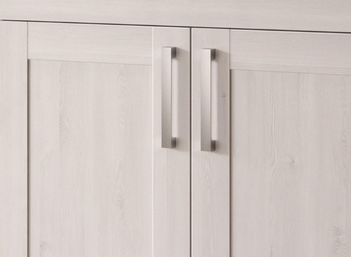 GARDEROBE Set 5-teilig weiß Lärche 285 cm, Komplettset im Landhaus-Stil - Silberfarben/Weiß, Glas/Holzwerkstoff (285/196/39cm) - Inn.Furn