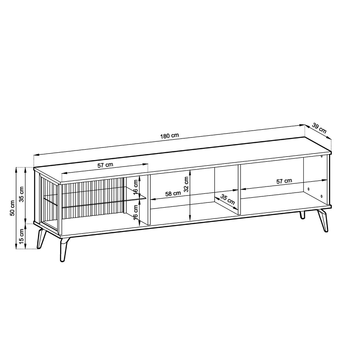LOWBOARD TV DAWSON RTV1 Profilierte Fronten Eiche Walnuss Kaschmir - Kaschmir, Holzwerkstoff/Kunststoff (180/50/39cm) - Komodee