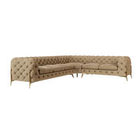 ECKSOFA Chesterfield Lexi Beige Samt, langer Schenkel links - Beige/Goldfarben, Holz/Textil (323/264cm) - S-Style Möbel