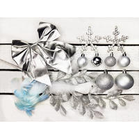 WEIHNACHTSBAUMSCHMUCK-SET HIMMELSSILBER 131-teilig, für Weihnachtsbäume 240–270 cm, inkl. Aufbewahrungsbox - Silberfarben/Weiß, Kunststoff/Textil (55/50/75cm) - LAALU