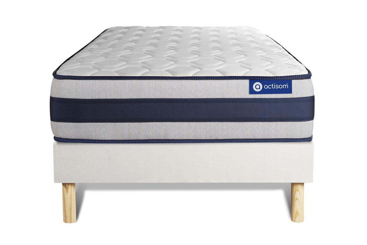 BETT Actilatex ergo Latex und Memory-Schaum 90 x 200 cm h3 - Kit Bettgestell Weiß - Beige/Weiß, Karton/Holz (90/200cm) - ACTISOM