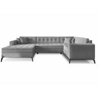 WOHNLANDSCHAFT mit Schlaffunktion, luxus Nube-Stoff - Schwarz/Grau, Textil/Metall (180/93/340cm) - Eltap
