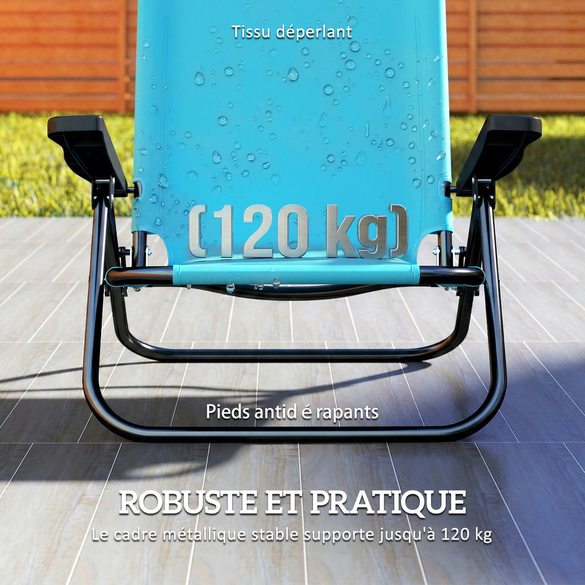 GARTENKLAPPSESSEL DE-15684 2er-Set, 5-fach verstellbar Hellblau - Hellblau, Metall (63/80/75cm) - ComfortXL