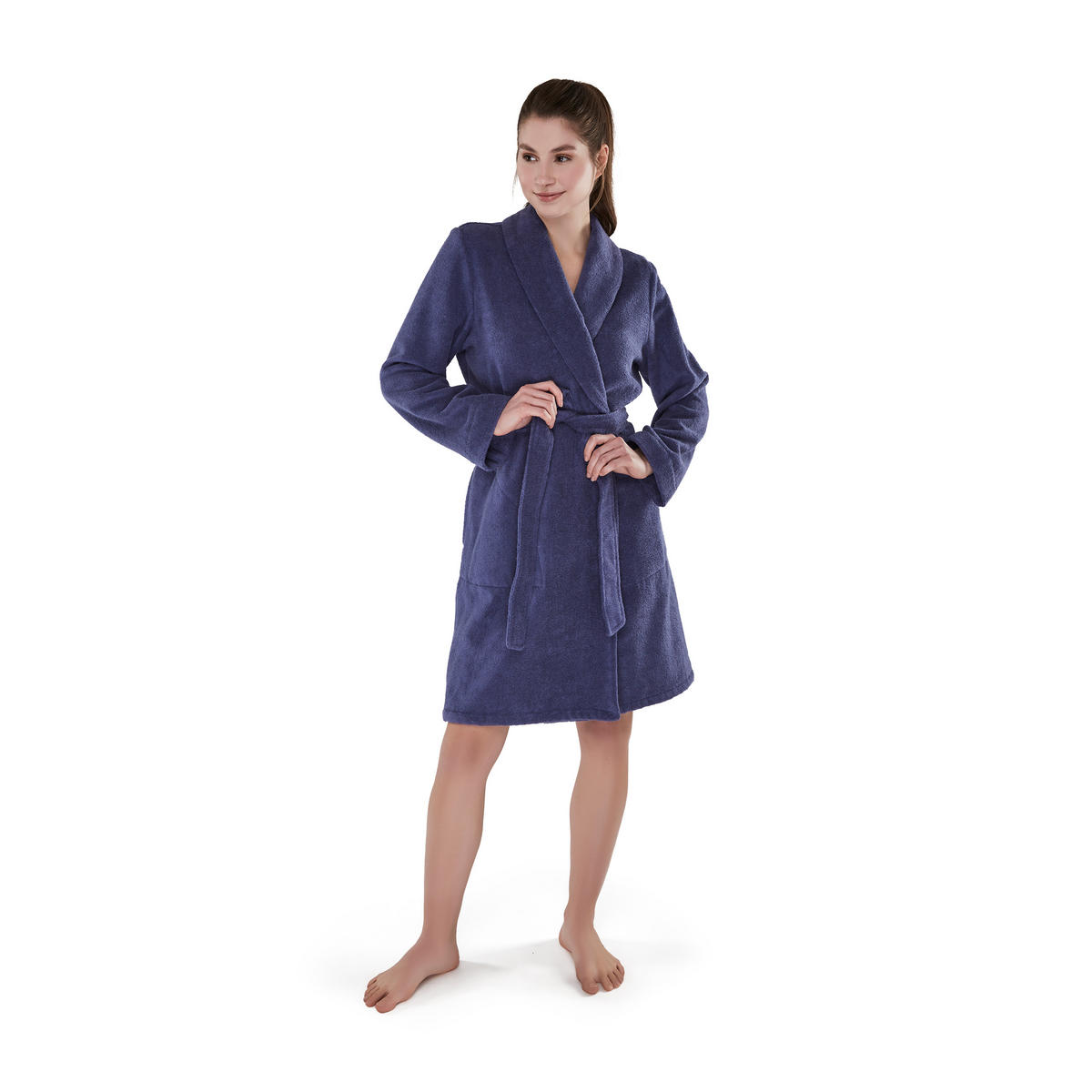 SCHALKRAGENMANTEL HOMEWEAR - Blau, Textil (XS/Snull) - MÖVE