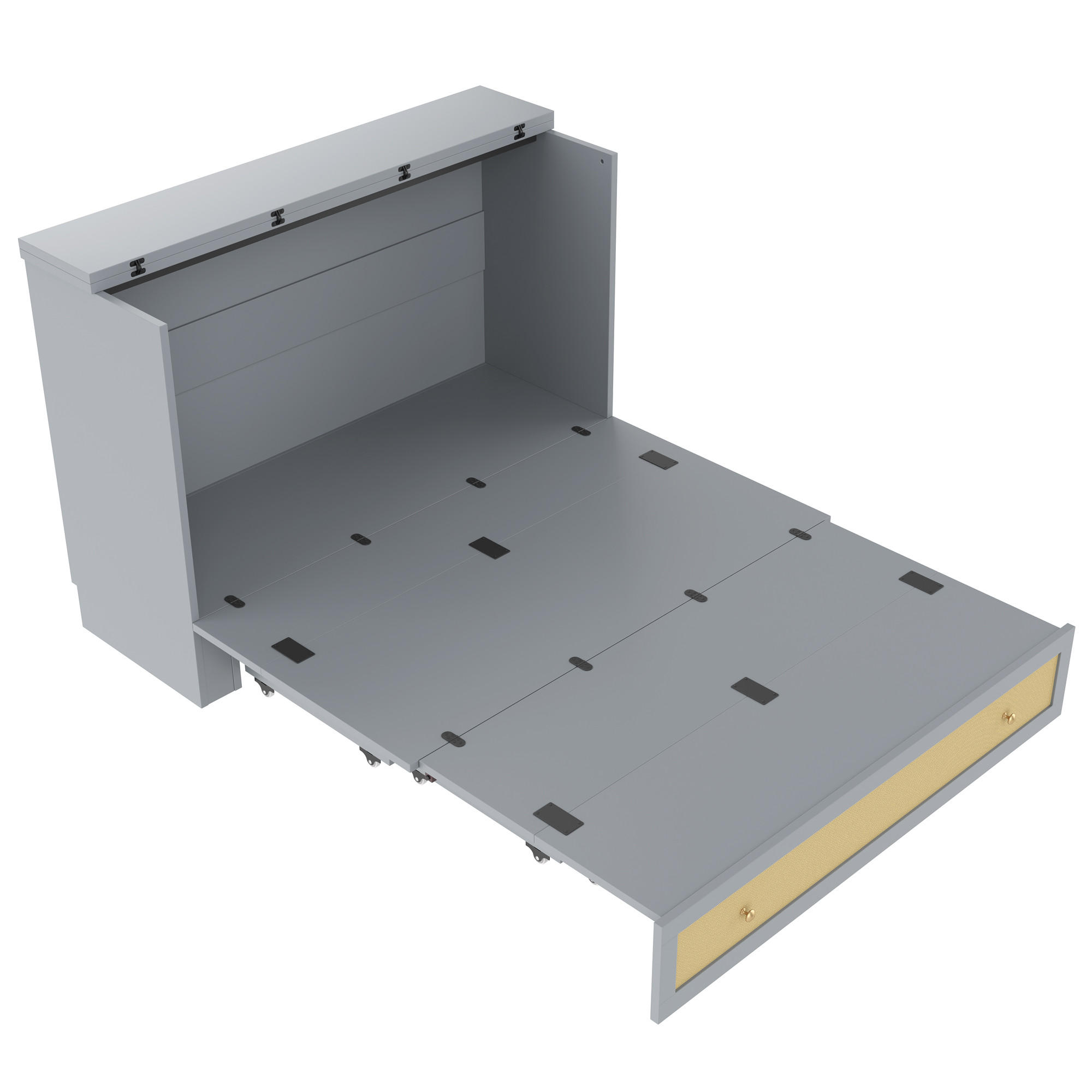 SCHRANKBETT 140/200 cm DE-04770, mit USB, Steckdose und Schubladen in Grau - Grau, Holzwerkstoff (140/200cm) - ComfortXL