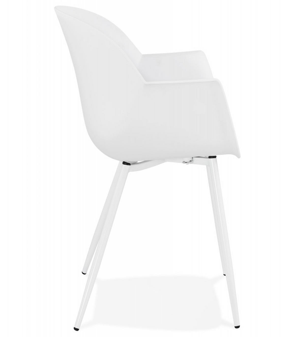 ESSZIMMERSTUHL KELLY Kunststoffschale mit Armlehnen und Metallbeinen, Weiß 60x60x85 cm - Weiß, Kunststoff/Metall (60/85/60cm) - KADIMA DESIGN