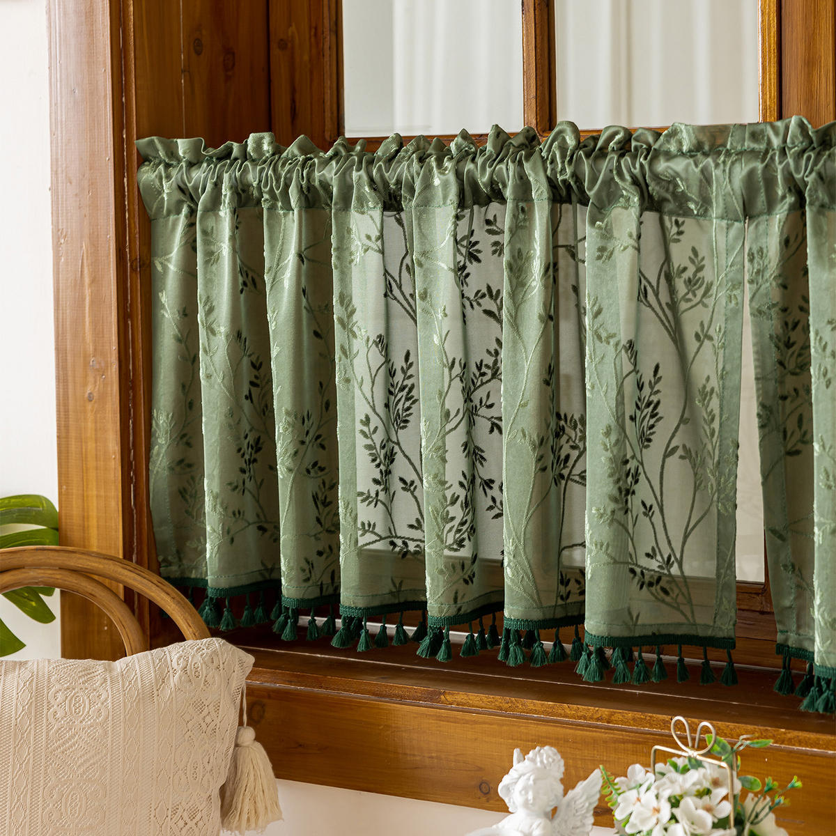 KURZE GARDINEN, Grün,1 Stück, 100/60 cm - Grün, Textil (100/60cm)