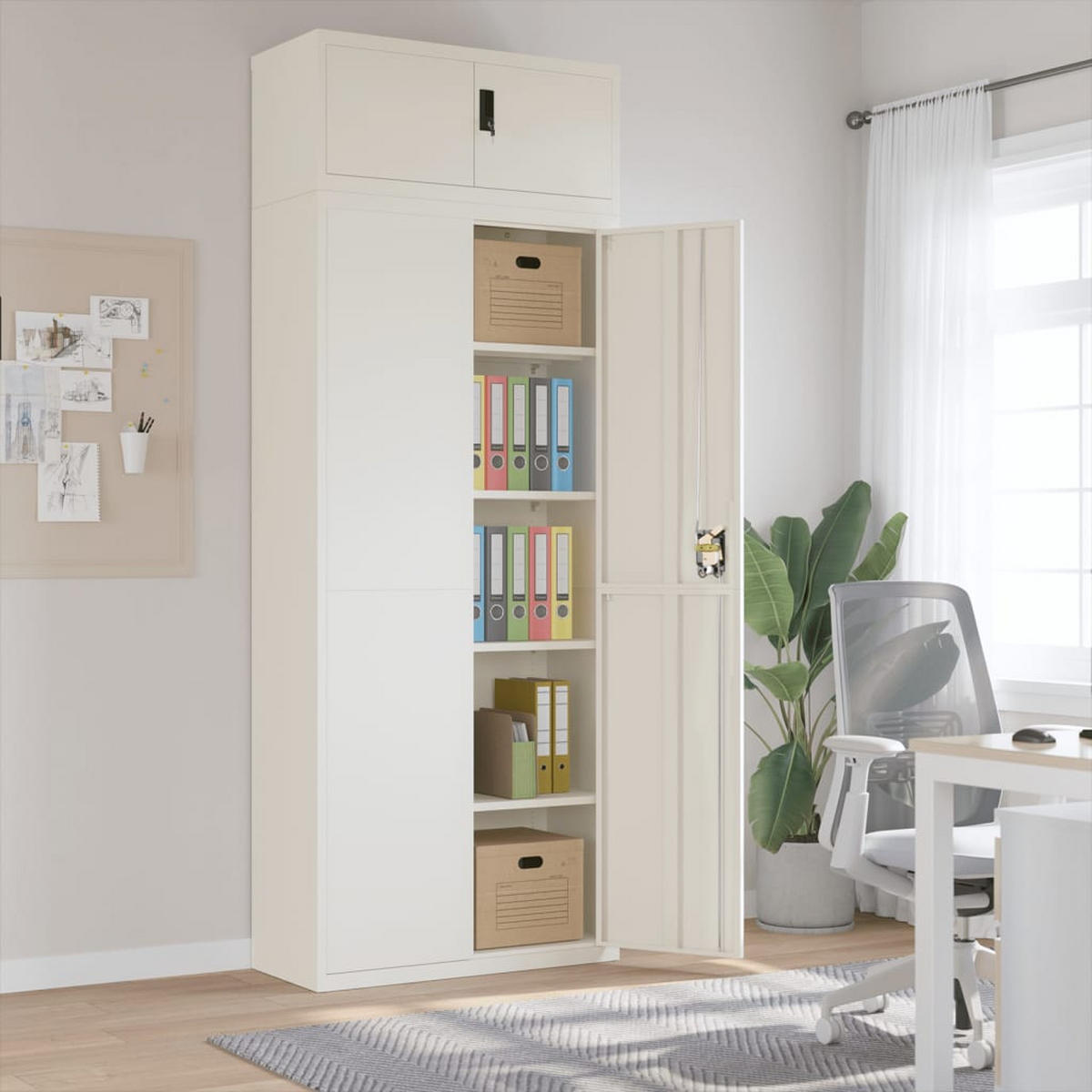 AKTENSCHRANK Weiß 90/40/240 Cm Stahl - Weiß, Metall (90/240/40cm) - vidaXL