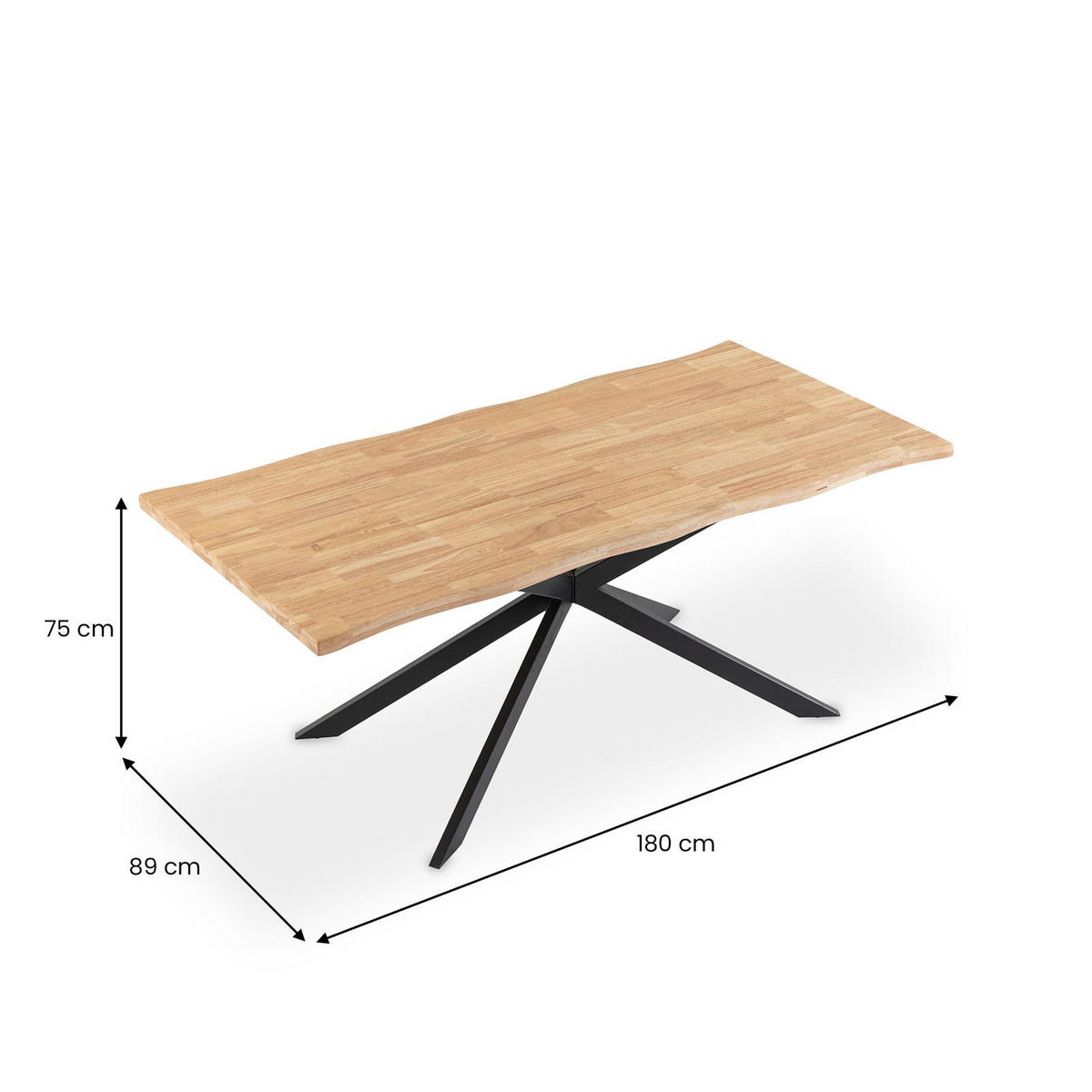ESSTISCH NARVIK natur - Naturfarben, Metall (89/180/75cm) - IDIMEX