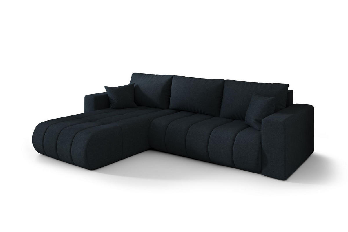 ECKSOFA mit schlaffunktion und bettkasten MILO PREMIUM, stoff WIND, Dunkelblau, Links - Dunkelblau, Holz (280/190cm) - Kaiser Möbel