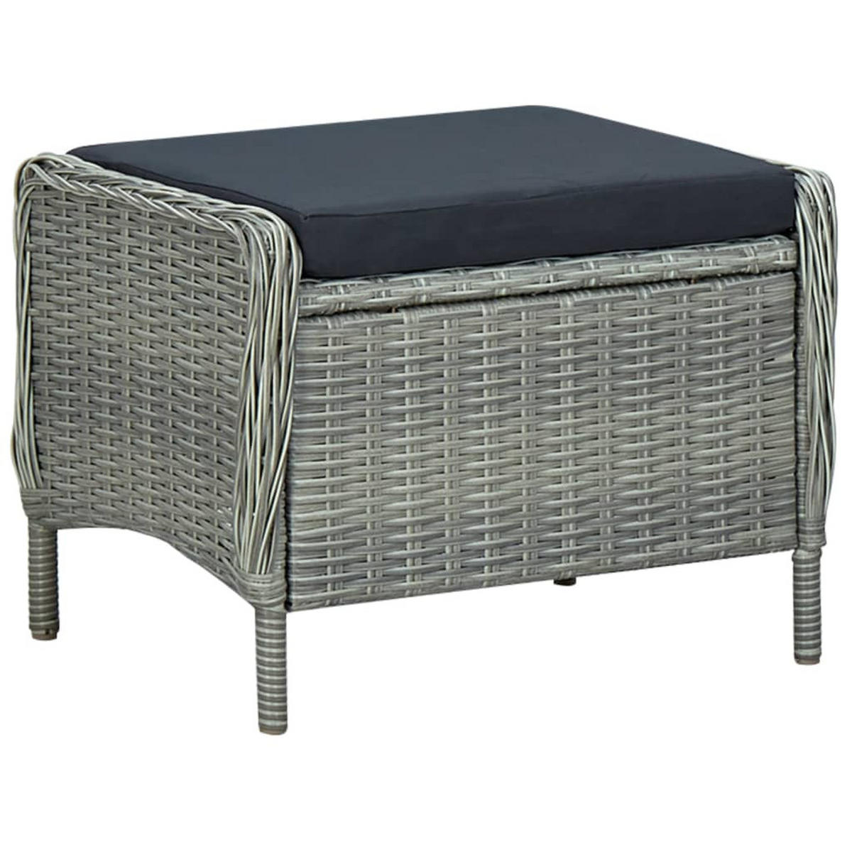 GARTENSESSEL mit verstellbarer Rückenlehne und Fußhocker, 57/88/100 cm, aus Poly Rattan, Hellgrau - Hellgrau, Naturmaterialien/Textil (88/100/57cm) - vidaXL