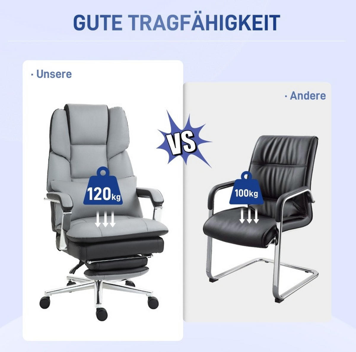 BÜROSTUHL ergonomisch verstellbar 63 x 71 x 123-129 cm Kunstleder Gray - Grau, Kunststoff (71/129/63cm) - Meubliv