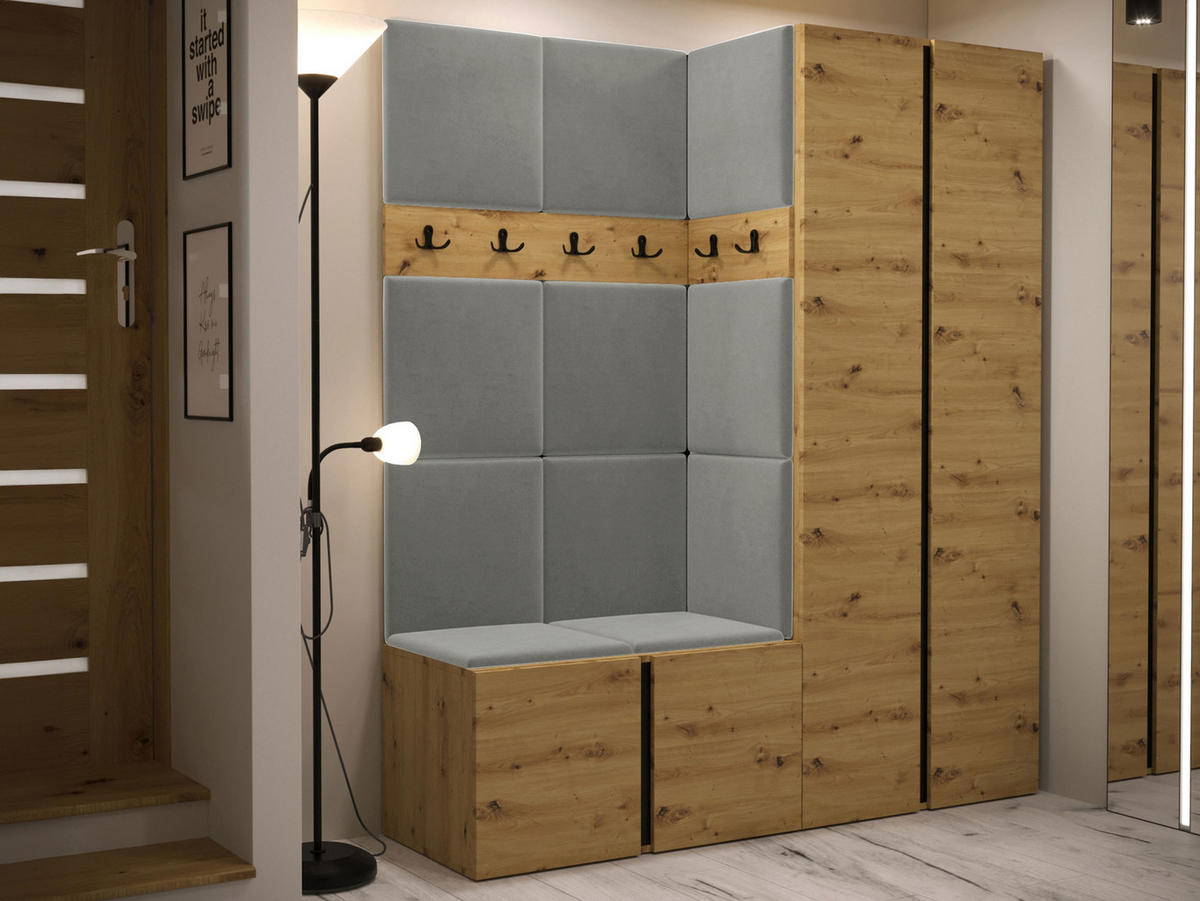 GARDEROBEN-SET Orion III - Eiche Artisan/Grau, Holzwerkstoff/Kunststoff (158/186/46cm) - MIRJAN24