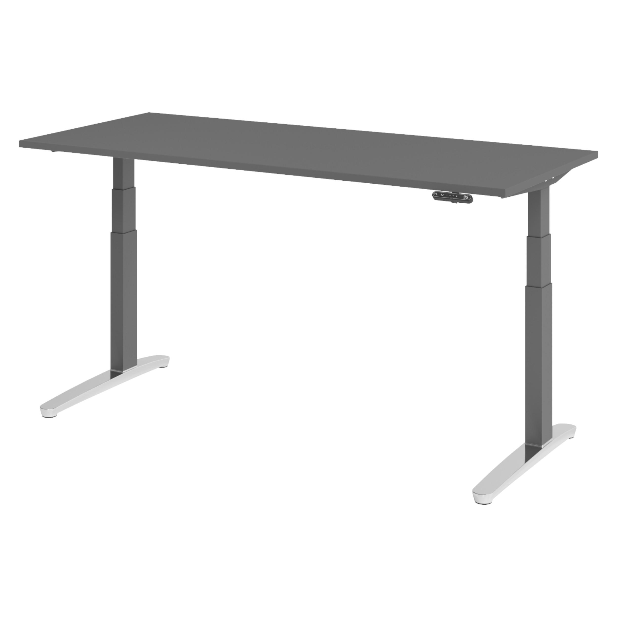 SCHREIBTISCH elektrisch XBHM 80/180/74 cm in Graphitfarben/Graphitfarben/Alu poliert - Graphitfarben, Holzwerkstoff (80/180/74cm) - bümö