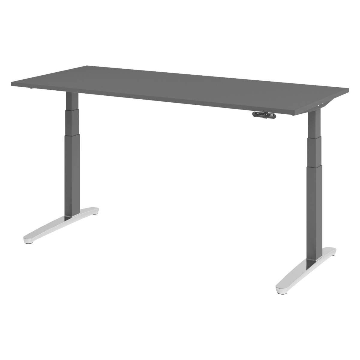 SCHREIBTISCH elektrisch XBHM 80/180/74 cm in Graphitfarben/Graphitfarben/Alu poliert - Graphitfarben, Holzwerkstoff (80/180/74cm) - bümö