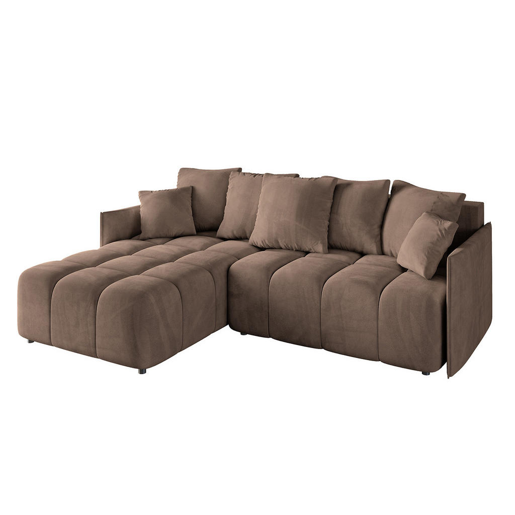 ALTDECOR ROHOVÁ SEDACÍ SOUPRAVA s otomanem vlevo LONLI-L 251x189x68 hnědý velur