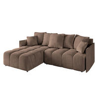 ECKSOFA mit Schlaffunktion und Bettkasten LONLI-L 242x175x88 Braun Velours - Braun, Holzwerkstoff/Kunststoff (242/175cm) - ALTDECOR