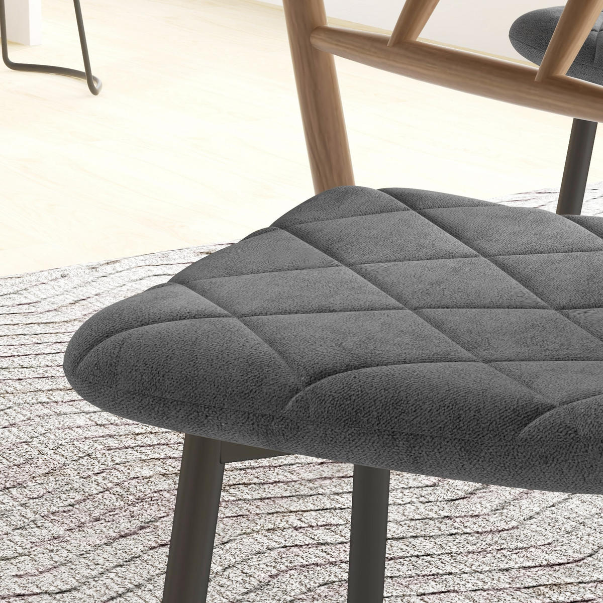 ESSZIMMERSTÜHLE 4er-Set DE-13274 hohe Rückenlehne & Veloursbezug Grau - Grau, Metall (54/87/45cm) - ComfortXL