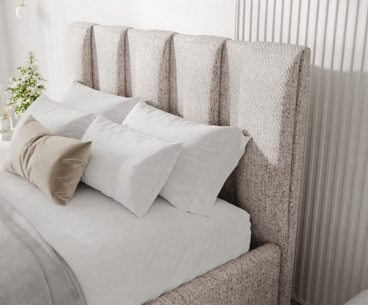 POLSTERBETT Loom 180/200 cm Beige im Neve Stoff - Beige/Naturfarben, Holz/Holzwerkstoff (180/200cm) - AltaBeds