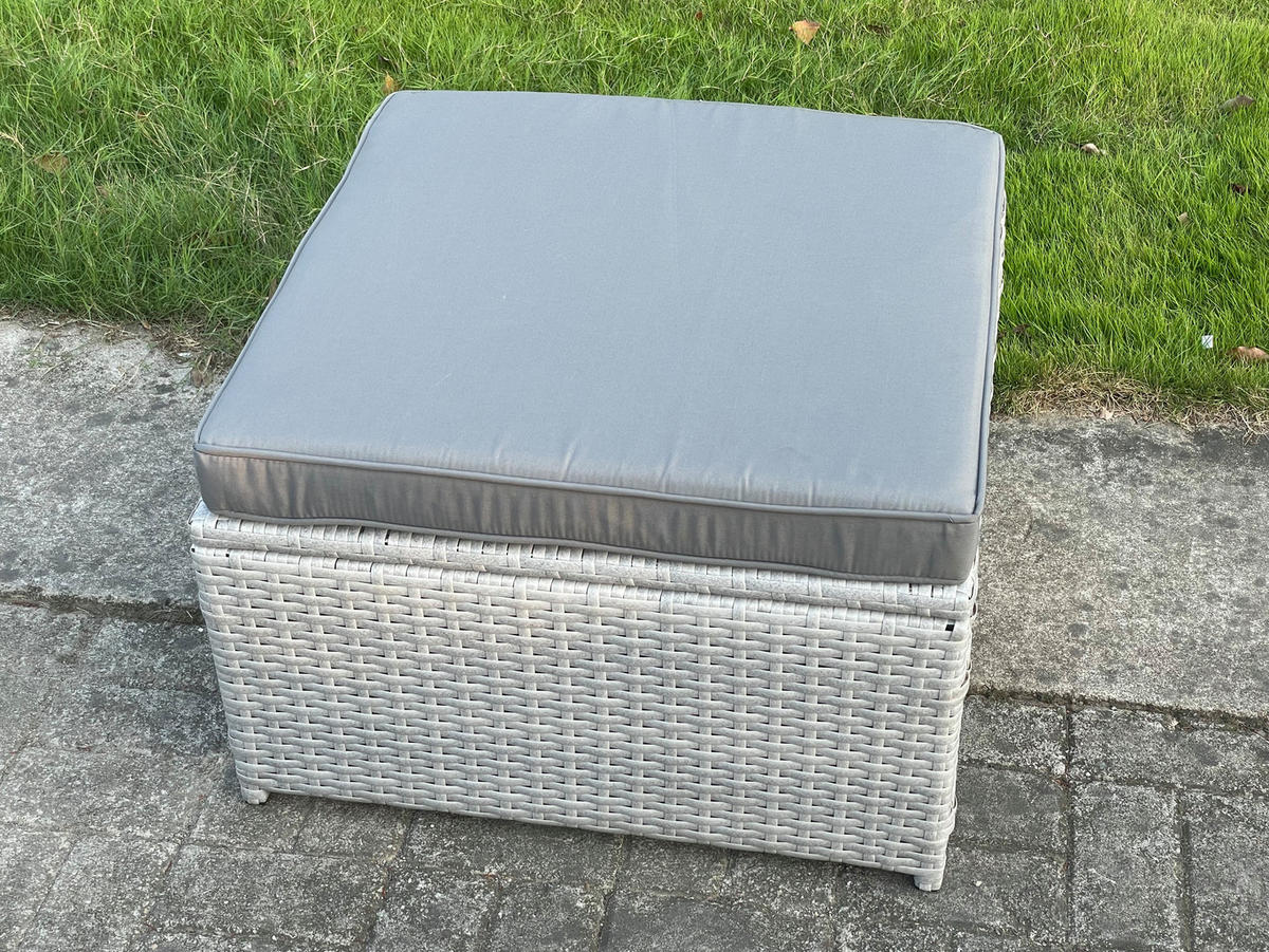 GARTENMÖBEL SET Polyrattan Helles Grau 7-Sitzer - Hellgrau, Metall - Fimous
