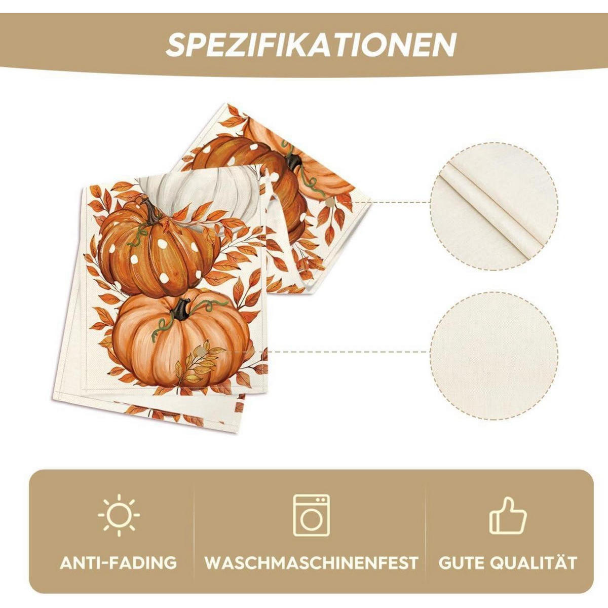 TISCHLÄUFER Kürbis-Motiv 40 x 140 cm - Multicolor, Textil (140/40/1.5cm)