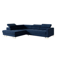 ECKSOFA Gold MERY Mit Verstellbaren Kopfstützen Links Ausziehbar - Blau, Textil (250/200cm) - Sepro Meble