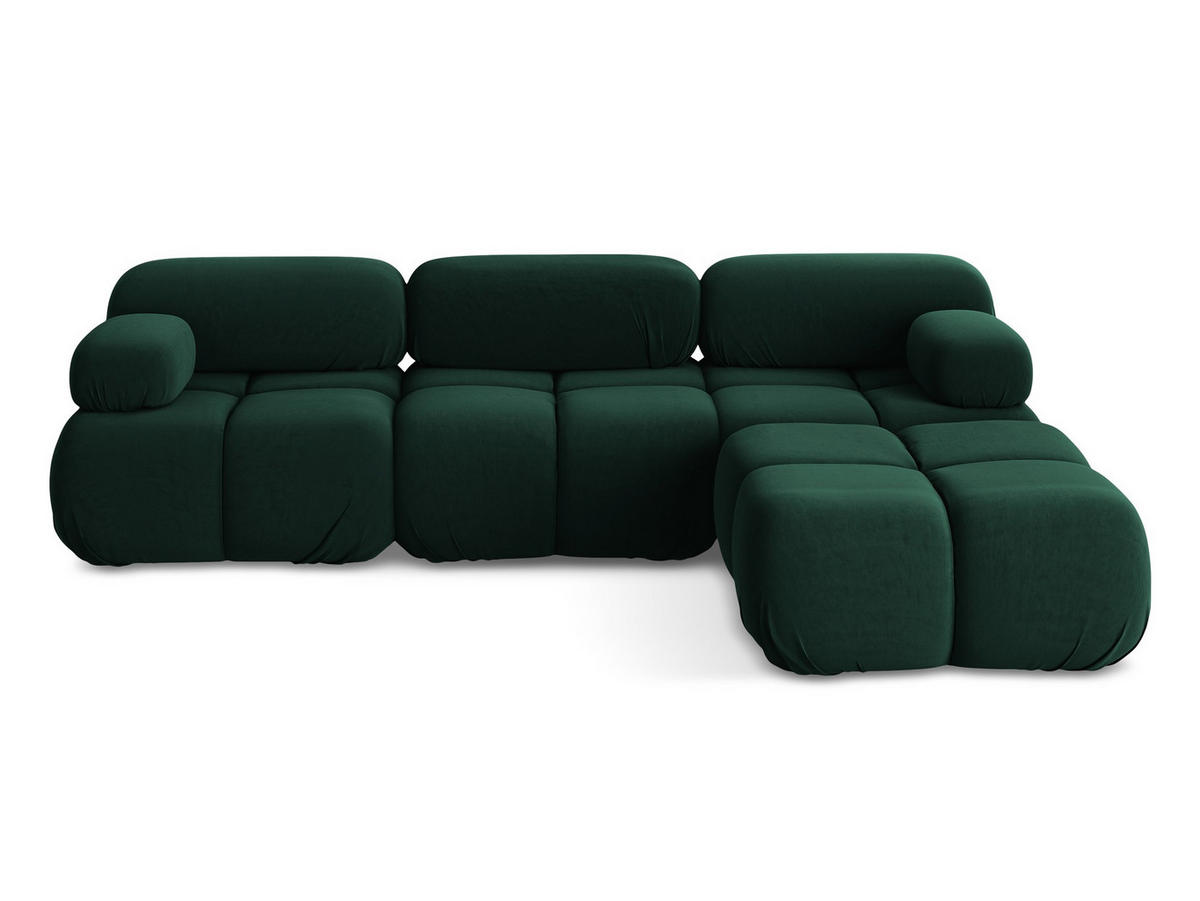 ECKSOFA Beidseitig Samt Stoff Grün - Blau/Dunkelgrün, Kunststoff/Textil (285/191cm) - Makamii