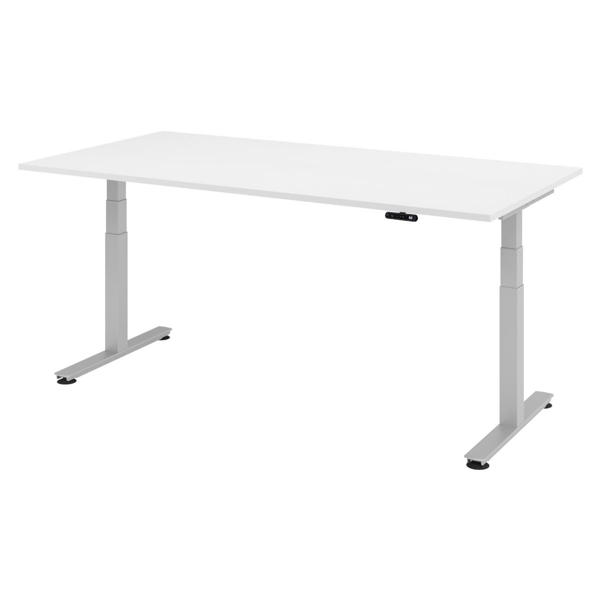 SCHREIBTISCH elektrisch XDSM 100/200/72 cm in Weiß/Silberfarben - Silberfarben/Weiß, Holzwerkstoff (100/200/72cm) - bümö