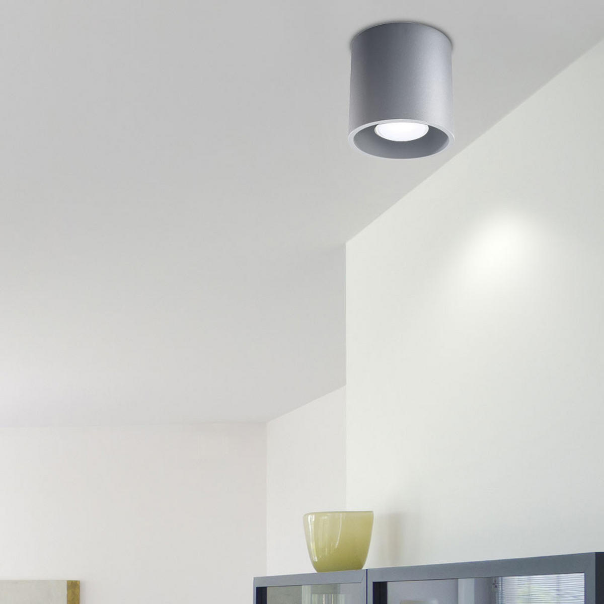 AUFBAULEUCHTE Aluminium Grau Rund - Grau, Metall (10/10/10cm)