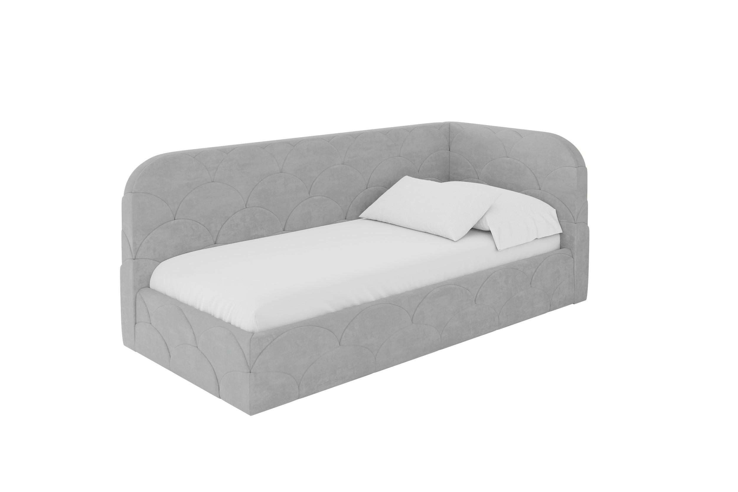 EINZELLBETT Jugendbett mit Bettkasten und Matratze H3/H4, Links - ELRY 90x200 Grau - Hellgrau, Holzwerkstoff/Textil (90/200cm) - ALTDECOR