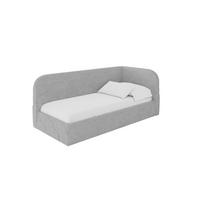 EINZELLBETT Jugendbett mit Bettkasten und Matratze H3/H4, Links - ELRY 90x200 Grau - Hellgrau, Holzwerkstoff/Textil (90/200cm) - ALTDECOR