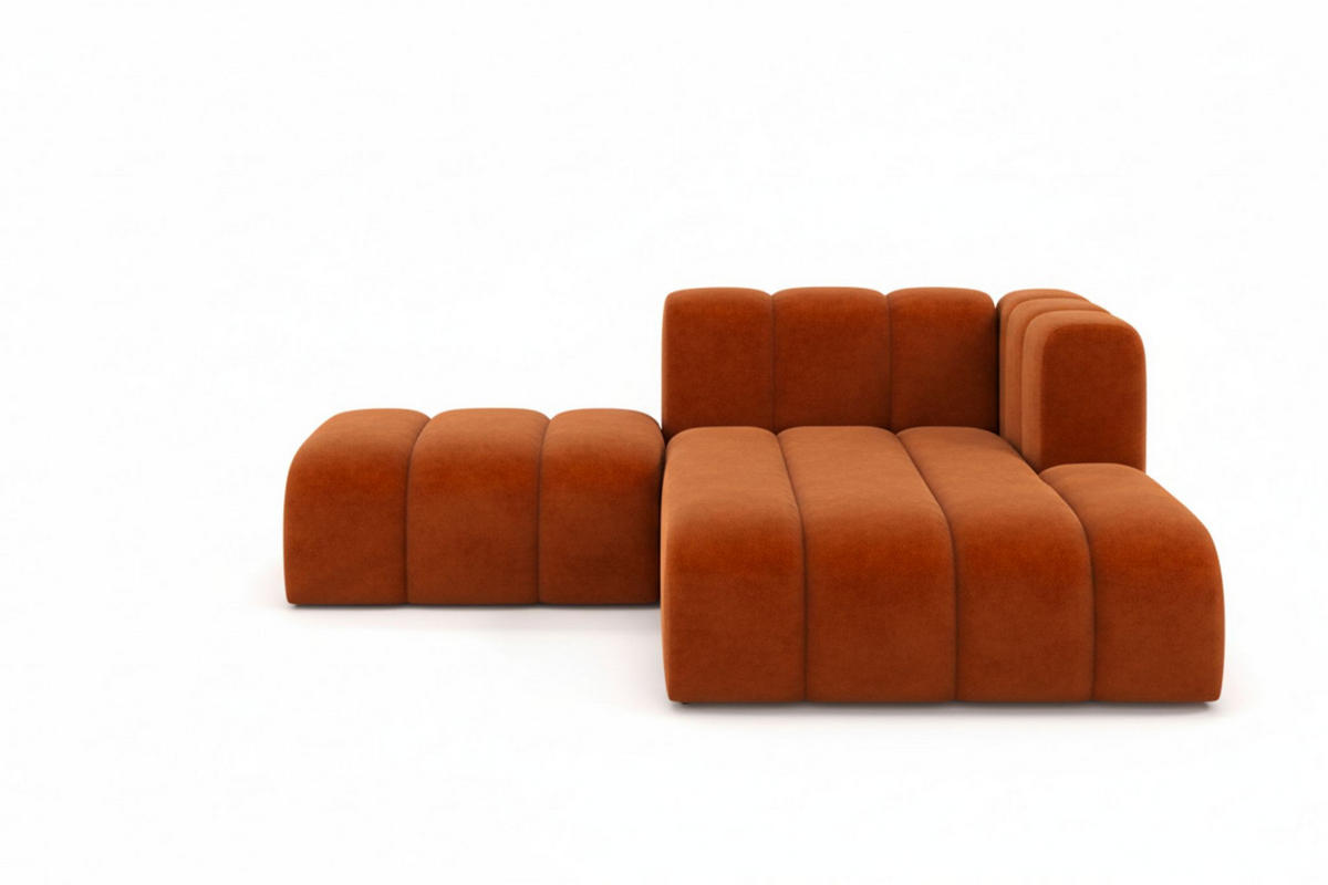 CHAISELONGUE Mit Hocker Grand, Veloursstoff Salvador, Braun, Rechts - Braun, Holz (204/179cm) - Kaiser Möbel