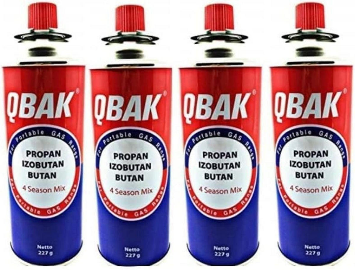 GASKARTUSCHEN 4er Set 227 g Butangas QBAK Campingkocher Kartuschen - Blau/Rot, Metall (6.7/20/6.7cm) - Resch