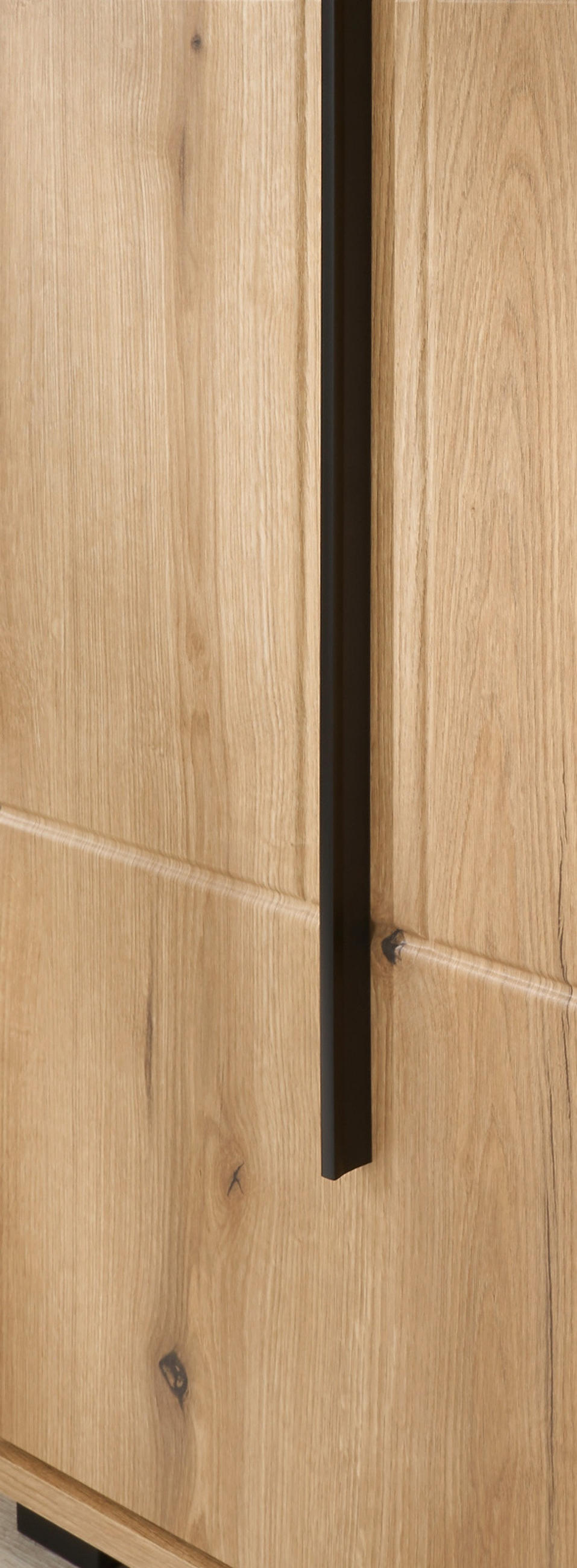 KOMPKATGARDEROBE Evoke Eiche 111 x 200 cm, Garderobe mit Soft-Close - Eichefarben/Schwarz, Holzwerkstoff/Kunststoff (111/200/37cm) - Furn.Design