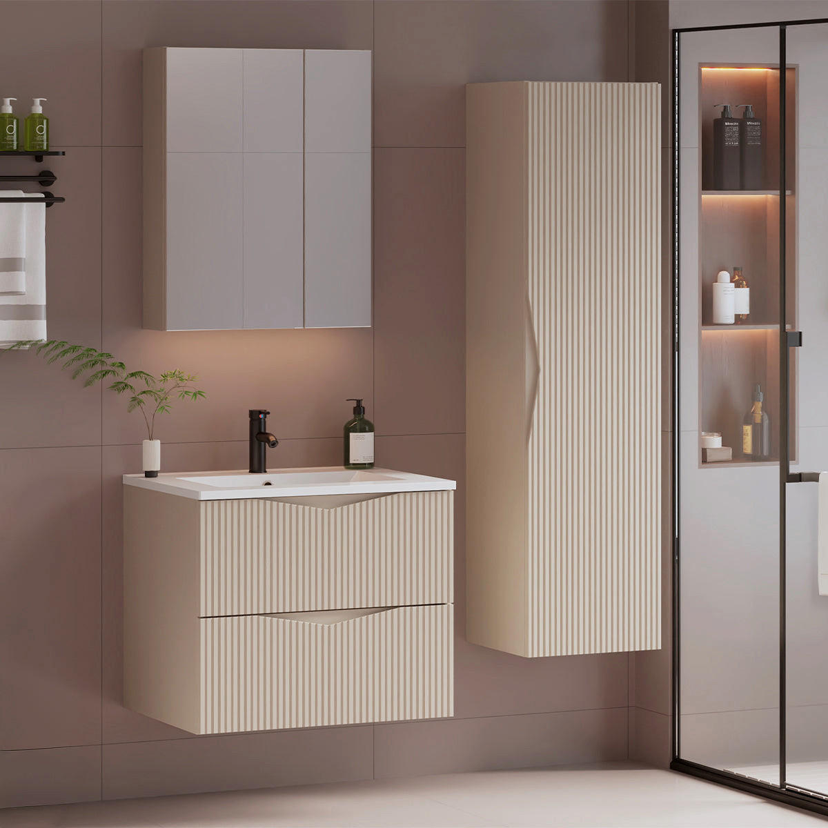 HÄNGESÄULE Tao Kaschmir - Beige, Holzwerkstoff (34.5/130/32cm) - Petits-meubles