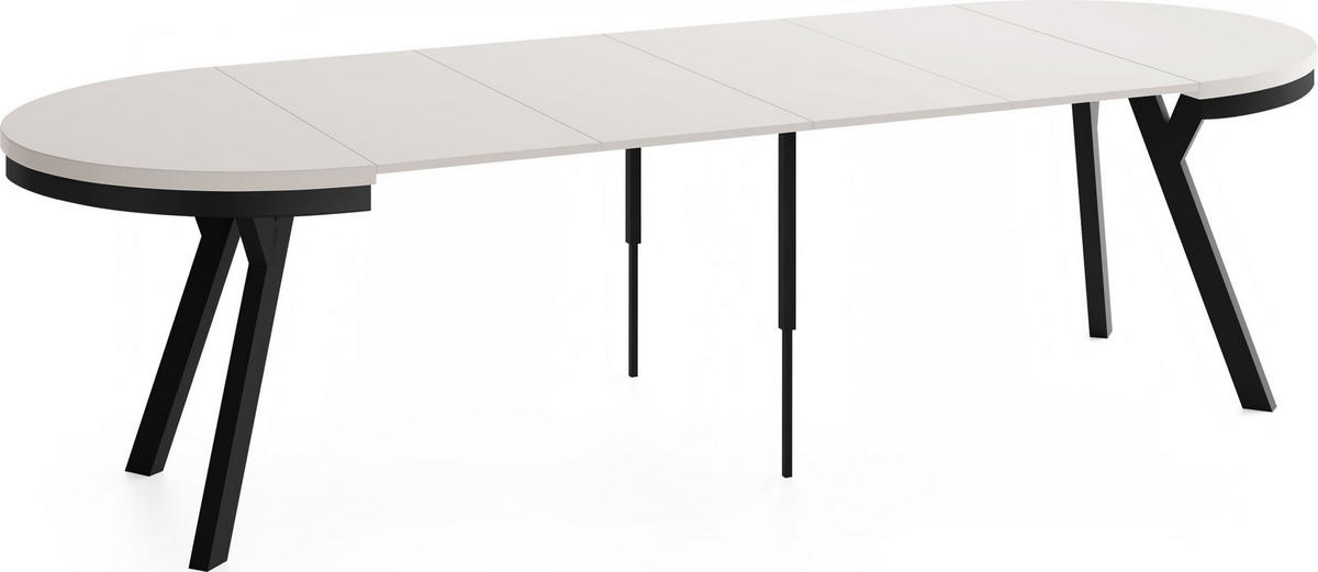 ESSTISCH Vero Neo rund ausziehbar verlängerbar, Kaschmir 100-300/100/77 cm - Kaschmir/Schwarz, Holz/Holzwerkstoff (100/100/77cm) - WFL GROUP