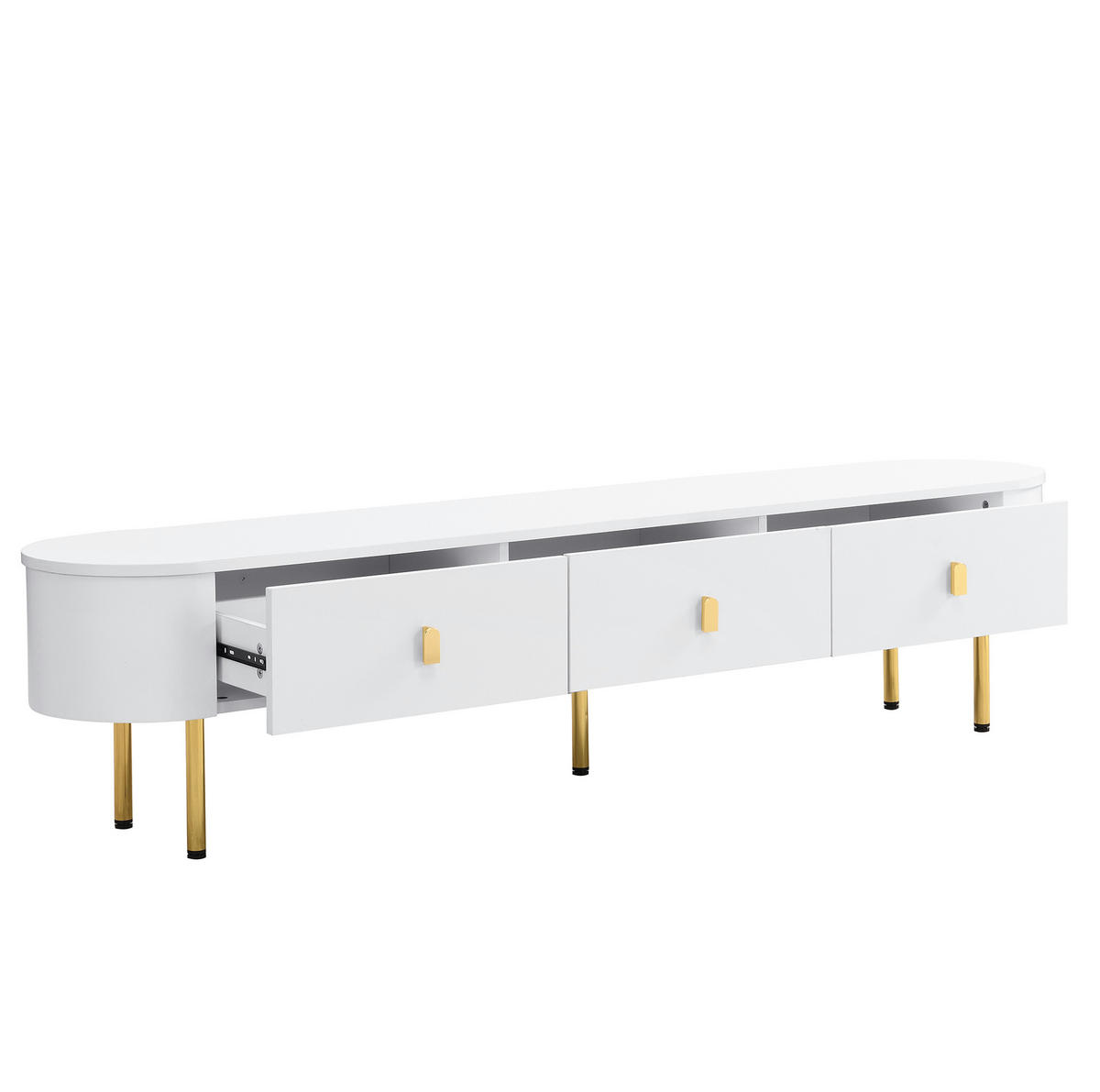 TV-LOWBOARD aus MDF 174x35x41 cm Weiß und Gold mit 3 Schubladen - Weiß, Holzwerkstoff (174/41/35cm) - IVMEU