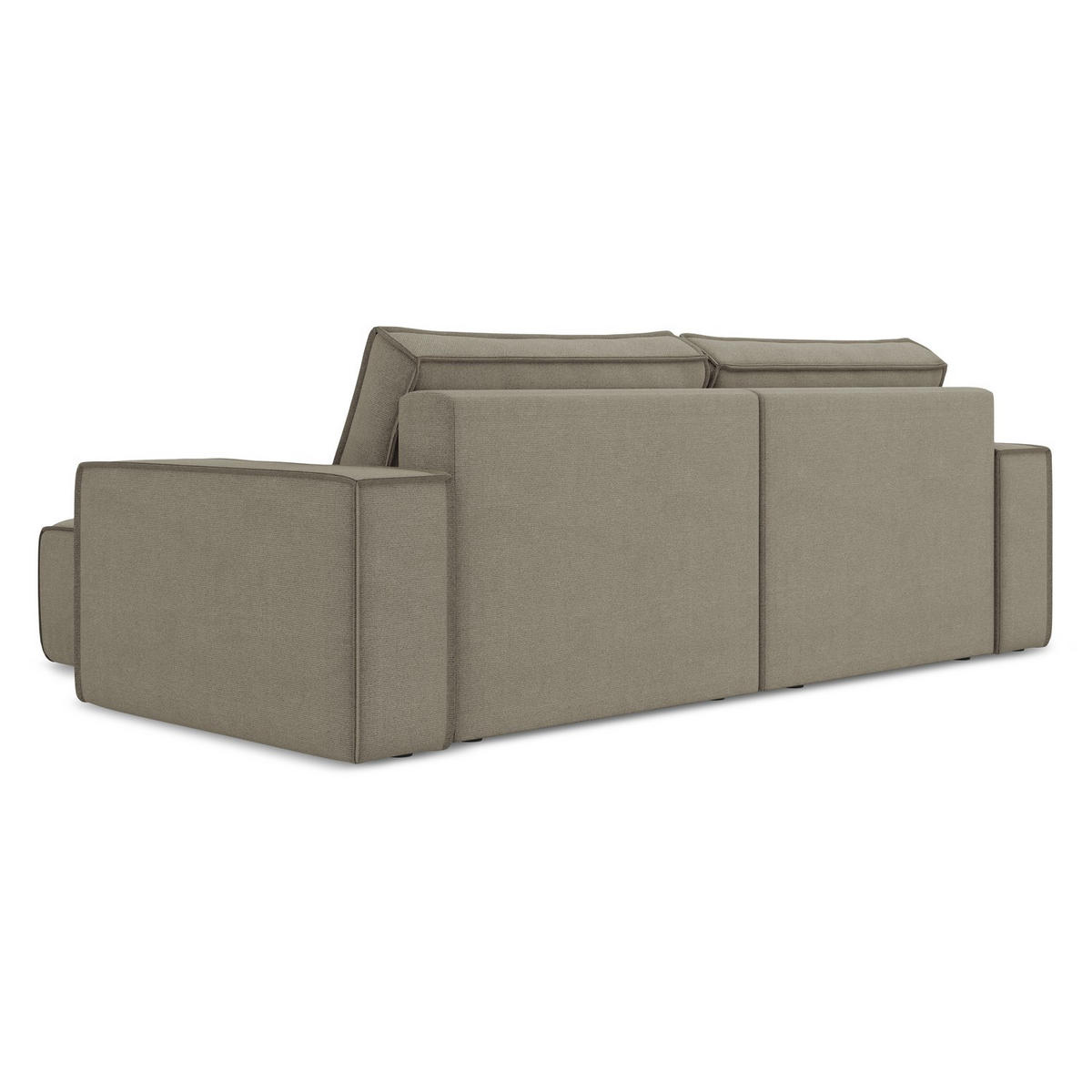 ECKSOFA mit Schlaffunktion Strukturstoff Stoff Beige - Beige/Schwarz, Kunststoff/Textil (257/148cm) - LaMiaSofa