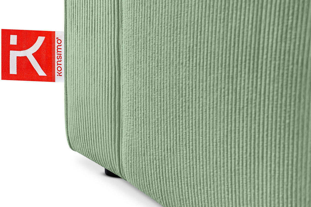 ECKSCHLAFSOFA-RECHTS NAPI in Pet Friendly Cord-Stoff, mintfarben - Schwarz/Mintgrün, Textil (262/148cm) - KONSIMO®